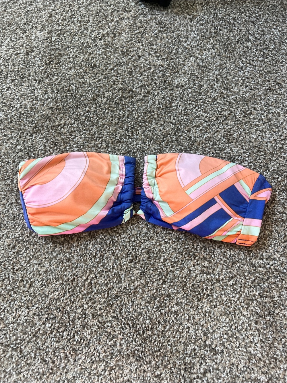 Victoria's Secret Orange Pink Navy Bandeau Bikini Top